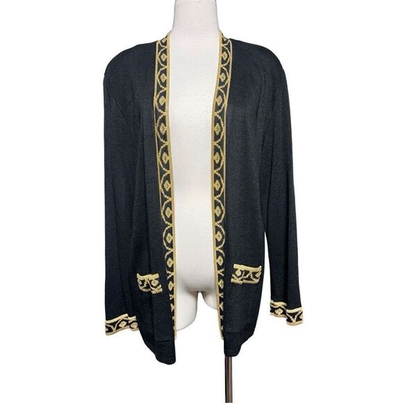 Dylani Knitwear Vintage 3pc Black & Gold Santana Knit Pant Set Size Small - Picture 4 of 7